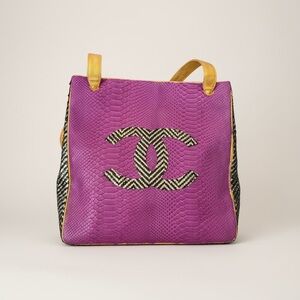 Chanel “The Amethyst” Python & Snake Leather CC Tote | Purple Gold Statement Bag